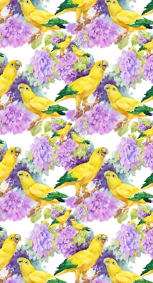 Estor enrollable para ventana con estampado de loros amarillos