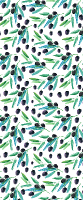 Estor enrollable con estampado de hojas y ciruelas