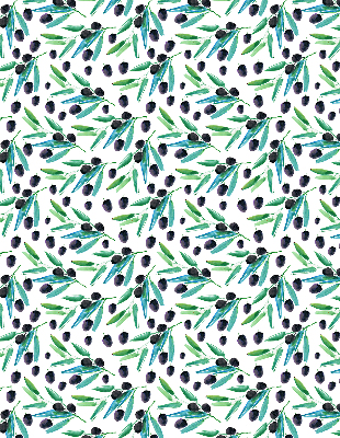 Estor enrollable con estampado de hojas y ciruelas