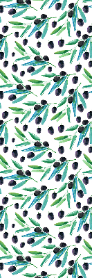 Estor enrollable con estampado de hojas y ciruelas