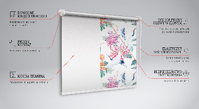Estor enrollable para ventana con diseño de garza y flor