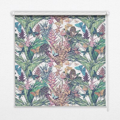 Modern roller blind con diseño de mariposas sobre flores