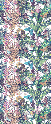 Modern roller blind con diseño de mariposas sobre flores