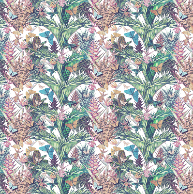 Modern roller blind con diseño de mariposas sobre flores