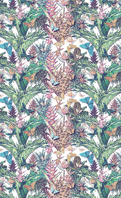 Modern roller blind con diseño de mariposas sobre flores