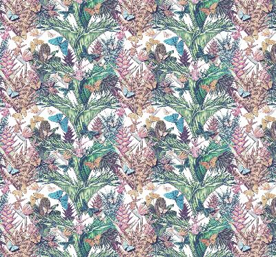 Modern roller blind con diseño de mariposas sobre flores