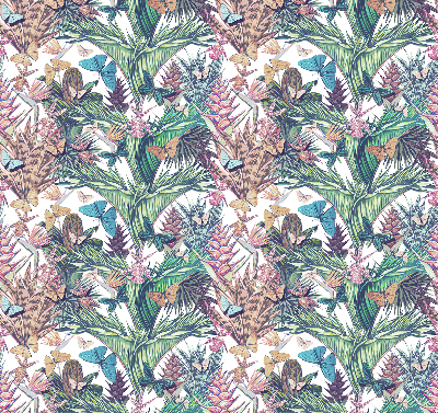 Modern roller blind con diseño de mariposas sobre flores
