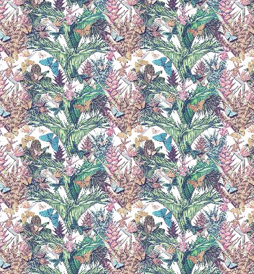 Modern roller blind con diseño de mariposas sobre flores