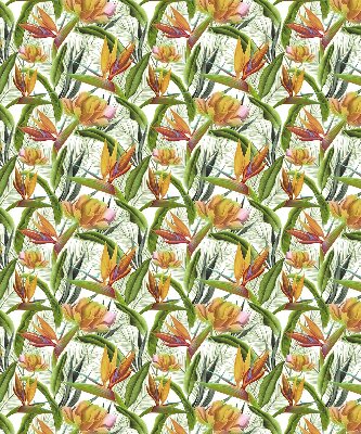Estor enrollable con estampado de plantas exóticas