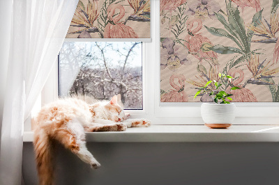 Modern roller blind con diseño de flamencos y flores