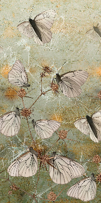 Estor enrollable para ventana con diseño de mariposas en un prado
