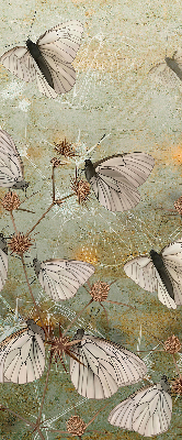 Estor enrollable para ventana con diseño de mariposas en un prado