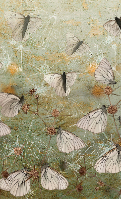 Estor enrollable para ventana con diseño de mariposas en un prado