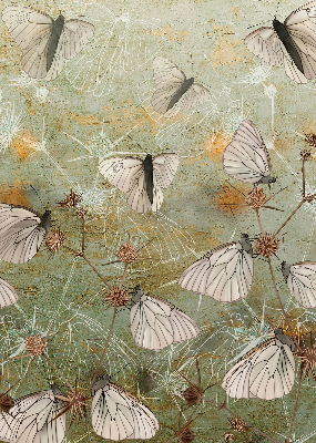 Estor enrollable para ventana con diseño de mariposas en un prado