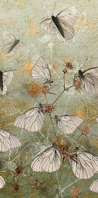 Estor enrollable para ventana con diseño de mariposas en un prado