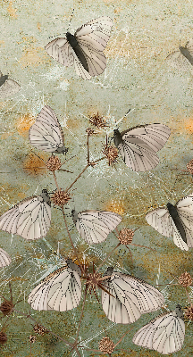 Estor enrollable para ventana con diseño de mariposas en un prado