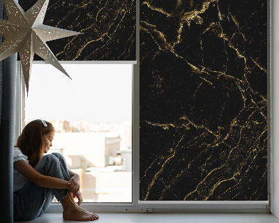 Estor enrollable para ventana con diseño de mármol negro