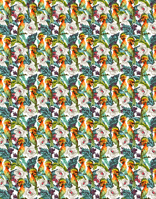 Modern roller blind con estampado de pájaros y flores