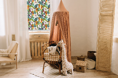 Modern roller blind con estampado de pájaros y flores