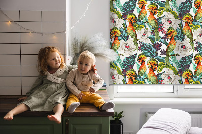 Modern roller blind con estampado de pájaros y flores