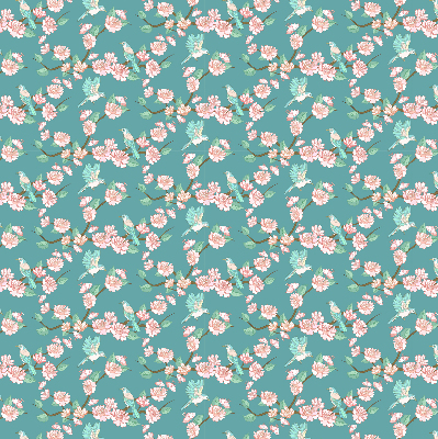 Modern roller blind con estampado de pájaros entre las ramas
