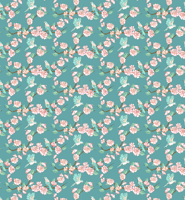 Modern roller blind con estampado de pájaros entre las ramas