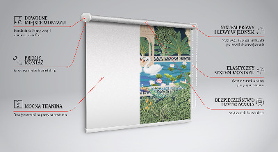 Estor enrollable para ventana con estampado de jardín