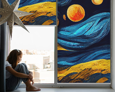 Estor enrollable para ventana con diseño de planetas