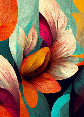 Modern roller blind con estampado de flores en estilo abstracto