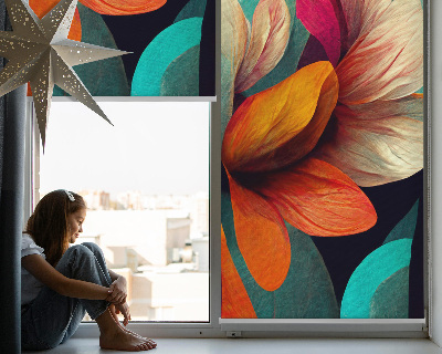 Modern roller blind con estampado de flores en estilo abstracto
