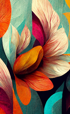 Modern roller blind con estampado de flores en estilo abstracto