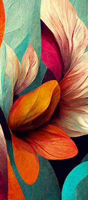 Modern roller blind con estampado de flores en estilo abstracto