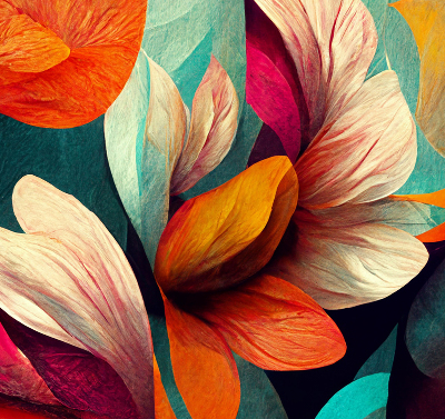 Modern roller blind con estampado de flores en estilo abstracto