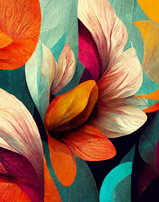 Modern roller blind con estampado de flores en estilo abstracto