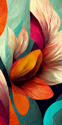 Modern roller blind con estampado de flores en estilo abstracto