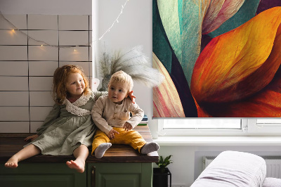 Modern roller blind con estampado de flores en estilo abstracto