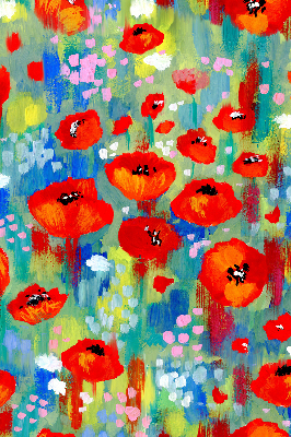 Estor enrollable para ventana con estampado de pradera de amapolas