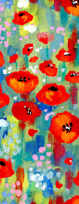 Estor enrollable para ventana con estampado de pradera de amapolas