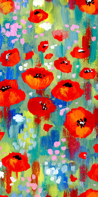 Estor enrollable para ventana con estampado de pradera de amapolas