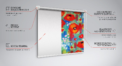 Estor enrollable para ventana con estampado de pradera de amapolas