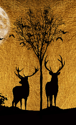 Modern roller blind con estampado de ciervos por la noche