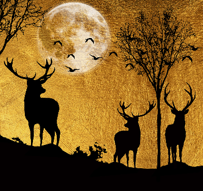 Modern roller blind con estampado de ciervos por la noche
