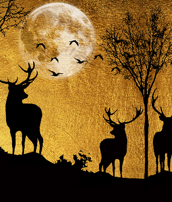 Modern roller blind con estampado de ciervos por la noche