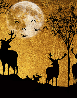Modern roller blind con estampado de ciervos por la noche
