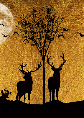 Modern roller blind con estampado de ciervos por la noche