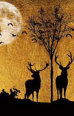 Modern roller blind con estampado de ciervos por la noche