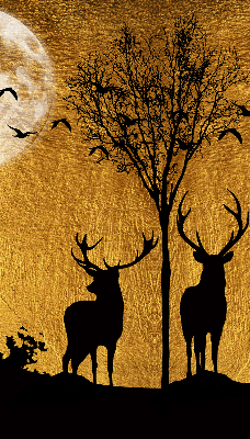 Modern roller blind con estampado de ciervos por la noche