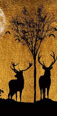 Modern roller blind con estampado de ciervos por la noche