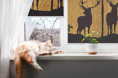 Modern roller blind con estampado de ciervos por la noche