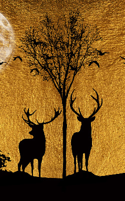 Modern roller blind con estampado de ciervos por la noche